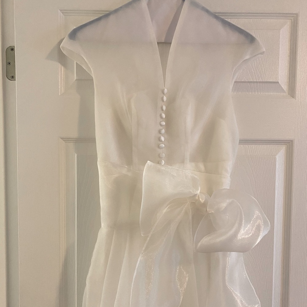 White Tea-length Bridesmaid Dress